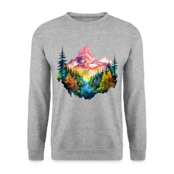 Nature Colorful Mountains Mountaineering Hiking Climbing - Unisex Sweatshirt - salt & pepper - Front - Alina (178cm) & Michal (187cm)