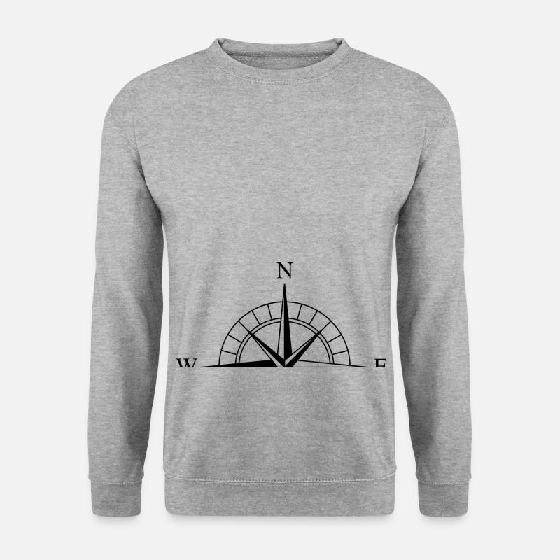 halber Kompass - Unisex Pullover - Weißgrau meliert