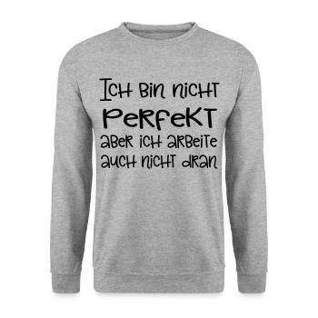 Nicht perfekt - macht nix! - Unisex Pullover - Weißgrau meliert - Vorne - Alina (178cm) & Michal (187cm)