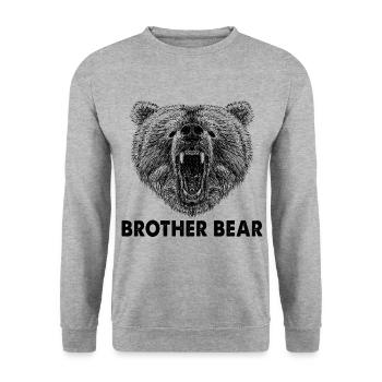 Cool Brother Bear Wild Grizzly Bear Gifts for bro - Unisex Sweatshirt - salt & pepper - Front - Alina (178cm) & Michal (187cm)
