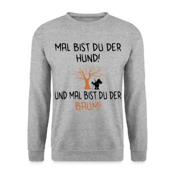 Mal Hund mal Baum - Unisex Pullover - Weißgrau meliert - Vorne - Alina (178cm) & Michal (187cm)