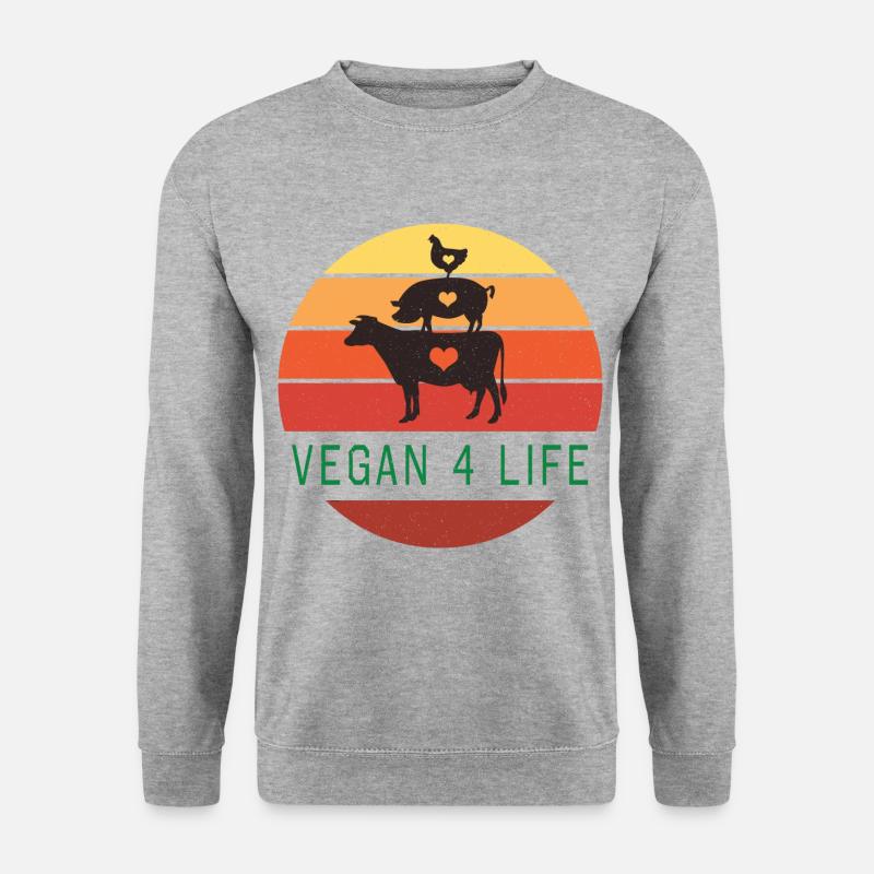 Vegan Veganer Veganerin Bunt - Unisex Pullover - Weißgrau meliert