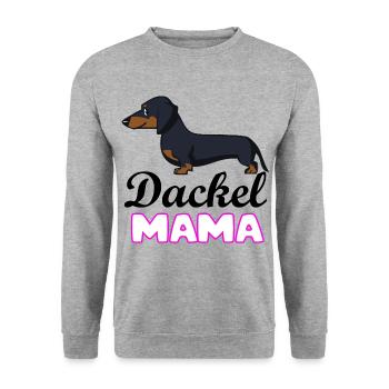 Dackel Mama - Unisex Pullover - Weißgrau meliert - Vorne - Alina (178cm) & Michal (187cm)