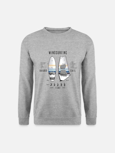 Windsurfing Equipment with Fins - Unisex Sweatshirt - salt & pepper
