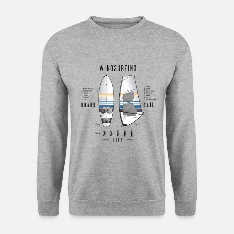 Windsurfausrüstung mit Flossen - Unisex Pullover - Weißgrau meliert