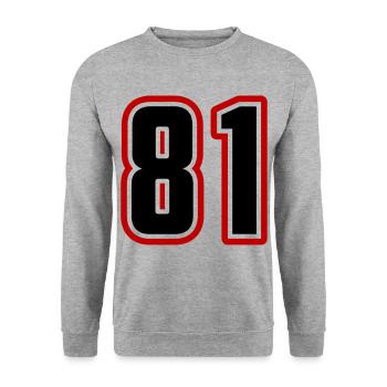81 number symbol - Unisex Sweatshirt - salt & pepper - Front - Alina (178cm) & Michal (187cm)