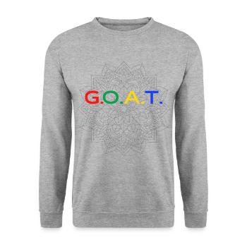 G.O.A.T Lettering Design (Colorful) - Unisex Sweatshirt - salt & pepper - Front - Alina (178cm) & Michal (187cm)