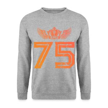 75 Number crown - Unisex Sweatshirt - salt & pepper - Front - Alina (178cm) & Michal (187cm)