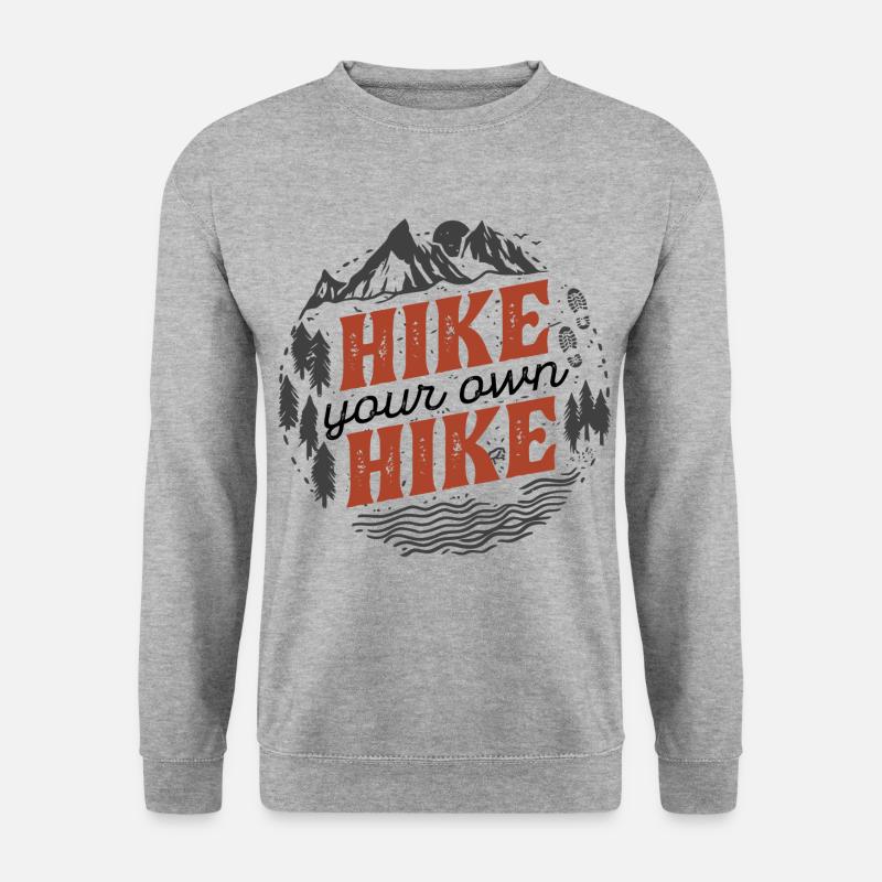 Hike Your Own Hike Hiker Trekking Mountaineering M - Unisex Pullover - Weißgrau meliert