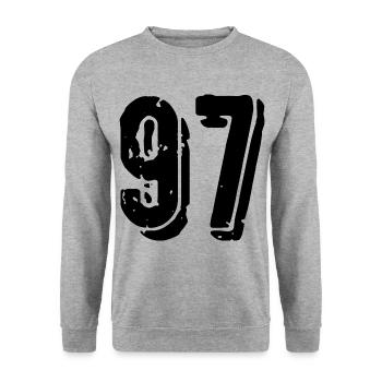 Maillot numéro 97 - Sweat-shirt Unisexe - gris chiné - Devant - Alina (178cm) & Michal (187cm)