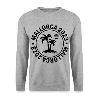 Mallorca 2023 Palme - Unisex Pullover - Weißgrau meliert - Vorne - Alina (178cm) & Michal (187cm)