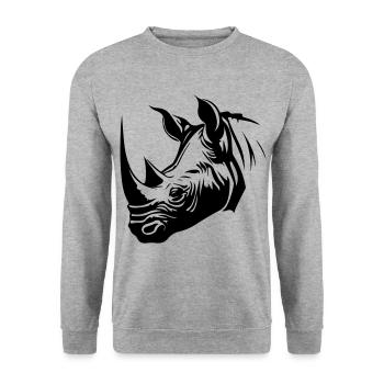 Rhino Animal Silhouette - Unisex Sweatshirt - salt & pepper - Front - Alina (178cm) & Michal (187cm)
