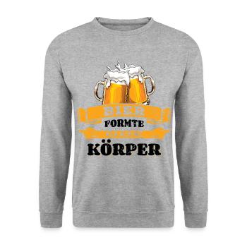Bier formte diesen Körper Biertrinker - Männertag - Unisex Pullover - Weißgrau meliert - Vorne - Alina (178cm) & Michal (187cm)