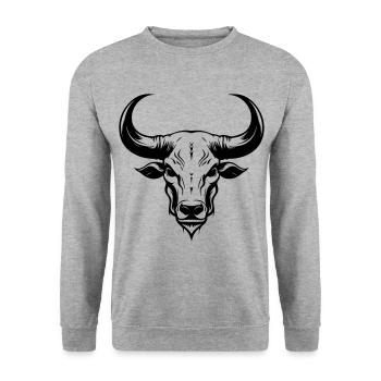 Bull Animal Head Skeleton Bull - Unisex Sweatshirt - salt & pepper - Front - Alina (178cm) & Michal (187cm)