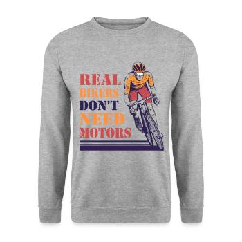 Les vrais cyclistes n’ont pas besoin de moteurs - Sweat-shirt Unisexe - gris chiné - Devant - Alina (178cm) & Michal (187cm)