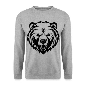 Tête de silhouette de grizzli d’ours - Sweat-shirt Unisexe - gris chiné - Devant - Alina (178cm) & Michal (187cm)