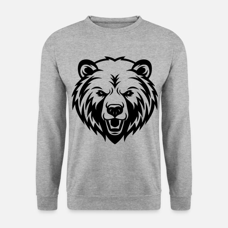 Bear Grizzly Silhouette Head - Unisex Sweatshirt - salt & pepper