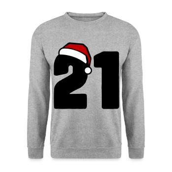 21 Numéro Noël - Sweat-shirt Unisexe - gris chiné - Devant - Alina (178cm) & Michal (187cm)