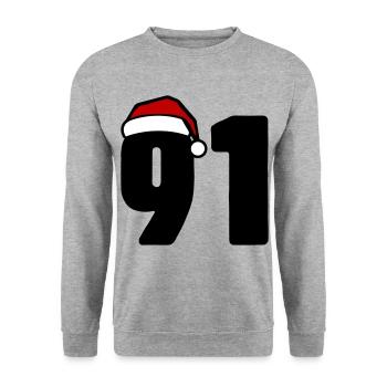 91 Numéro Noël - Sweat-shirt Unisexe - gris chiné - Devant - Alina (178cm) & Michal (187cm)
