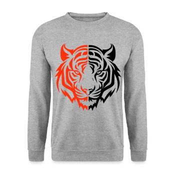 Tiger Head - Unisex Sweatshirt - salt & pepper - Front - Alina (178cm) & Michal (187cm)
