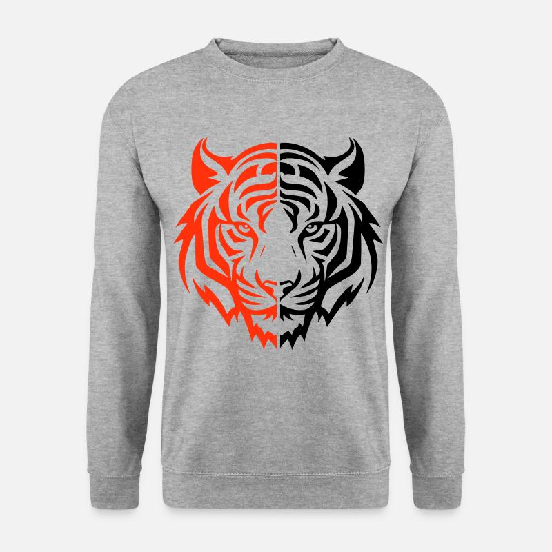 Tiger Kopf - Unisex Pullover - Weißgrau meliert
