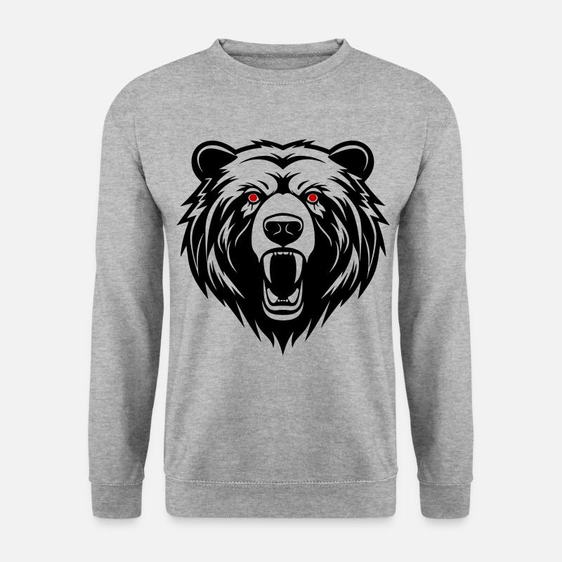 Bär Kopf - Unisex Pullover - Weißgrau meliert