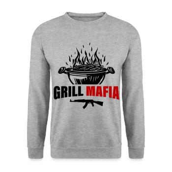 Grill Mafia - Unisex Pullover - Weißgrau meliert - Vorne - Alina (178cm) & Michal (187cm)