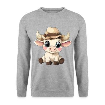 Stier Süß Niedlich Baby Kinder Tier Cartoon - Unisex Pullover - Weißgrau meliert - Vorne - Alina (178cm) & Michal (187cm)