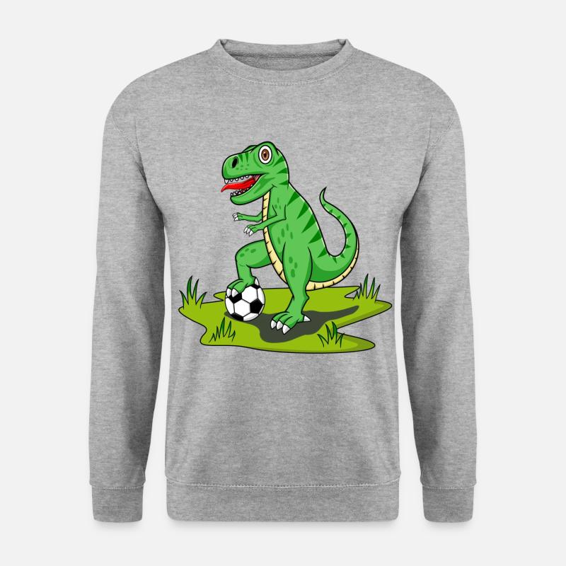 Dinosaurier Rex Fußball - Unisex Pullover - Weißgrau meliert