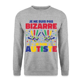 Ich bin nicht seltsam, ich bin Autist - Unisex Pullover - Weißgrau meliert - Vorne - Alina (178cm) & Michal (187cm)