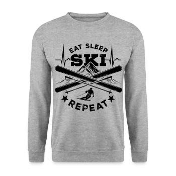 Eat Sleep Ski Repeat - Ski - Ski - Unisex Sweatshirt - salt & pepper - Front - Alina (178cm) & Michal (187cm)