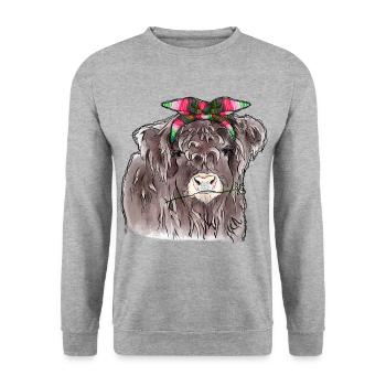 Highland Baby Cow - Unisex Sweatshirt - salt & pepper - Front - Alina (178cm) & Michal (187cm)