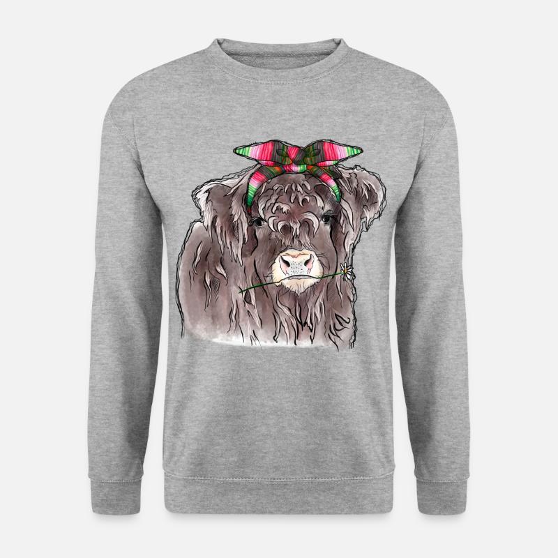 Vache de chéri de highland - Sweat-shirt Unisexe - gris chiné