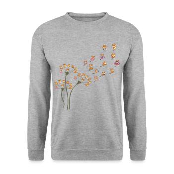 Pissenlit Corgi Fleur Mignon Chien Amoureux - Sweat-shirt Unisexe - gris chiné - Devant - Alina (178cm) & Michal (187cm)
