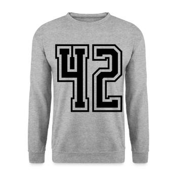 42 Numéro de numéro - Sweat-shirt Unisexe - gris chiné - Devant - Alina (178cm) & Michal (187cm)