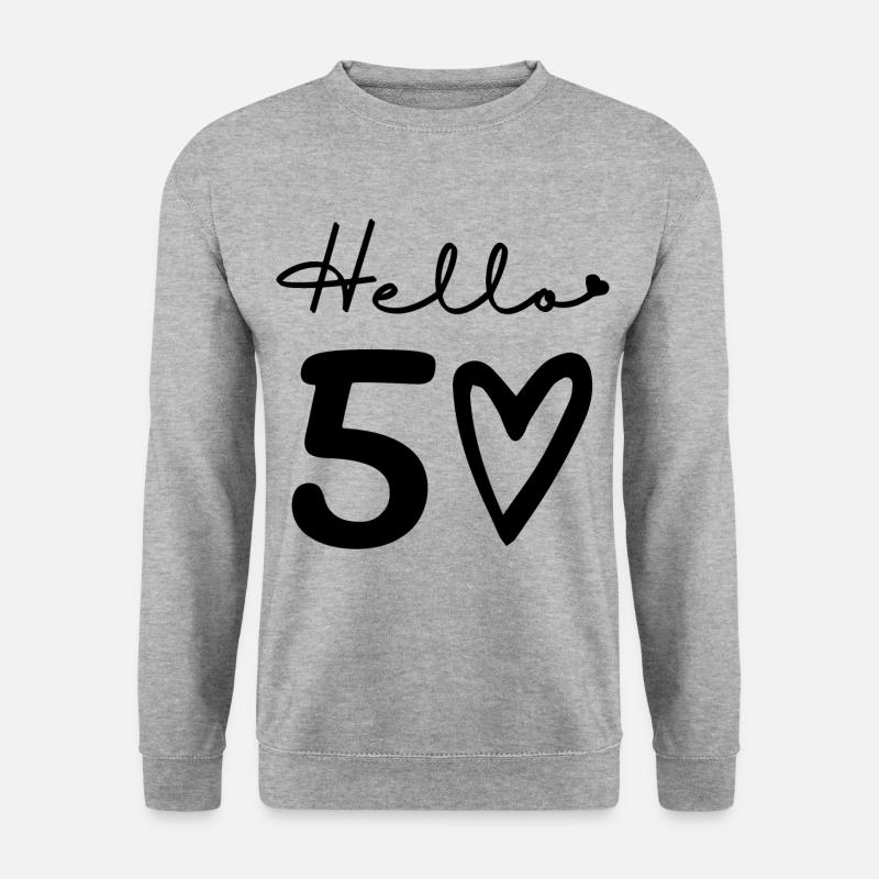 Hallo 50. 50. Geburtstag - Unisex Pullover - Weißgrau meliert