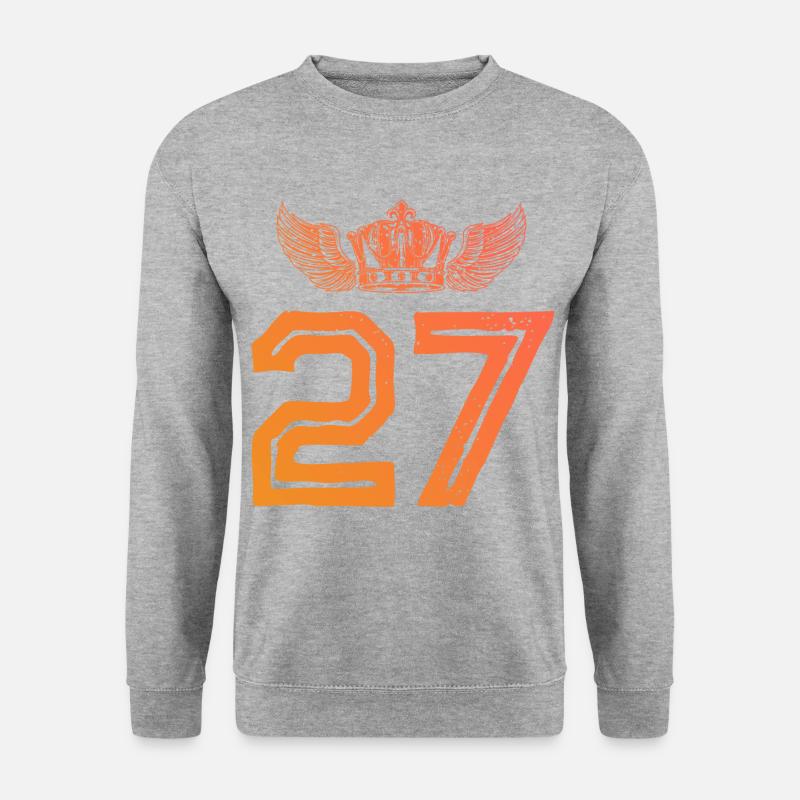 27 Zahl Krone - Unisex Pullover - Weißgrau meliert