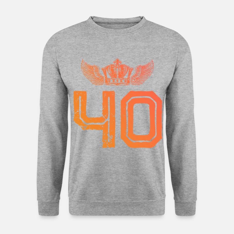40 Zahl Krone - Unisex Pullover - Weißgrau meliert