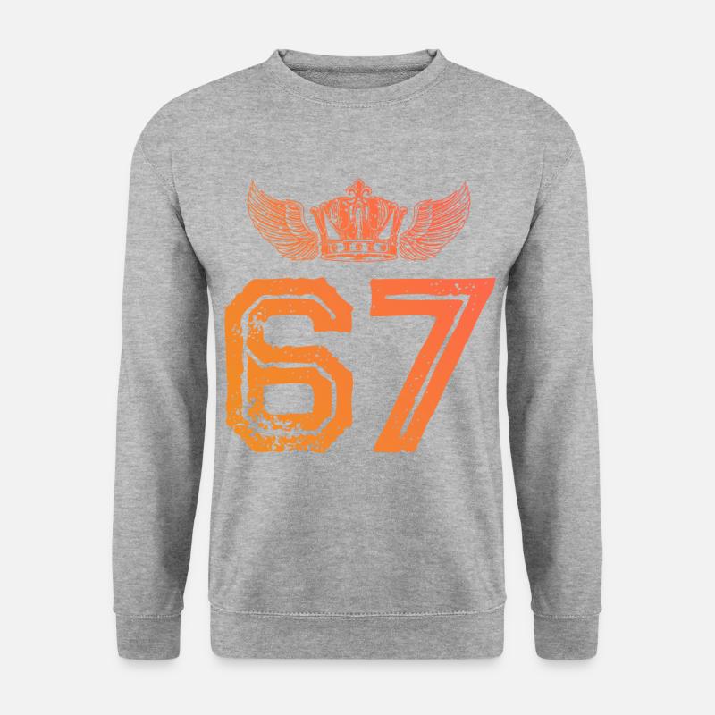 67 Zahl Krone - Unisex Pullover - Weißgrau meliert