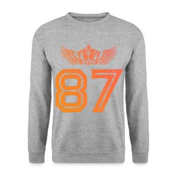 87 Couronne numérique - Sweat-shirt Unisexe - gris chiné - Devant - Alina (178cm) & Michal (187cm)