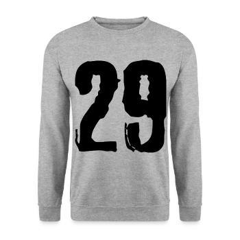 29 Zahl Trikot - Unisex Pullover - Weißgrau meliert - Vorne - Alina (178cm) & Michal (187cm)