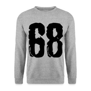 68 Zahl Trikot - Unisex Pullover - Weißgrau meliert - Vorne - Alina (178cm) & Michal (187cm)