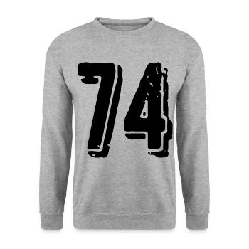 74 number jersey - Unisex Sweatshirt - salt & pepper - Front - Alina (178cm) & Michal (187cm)