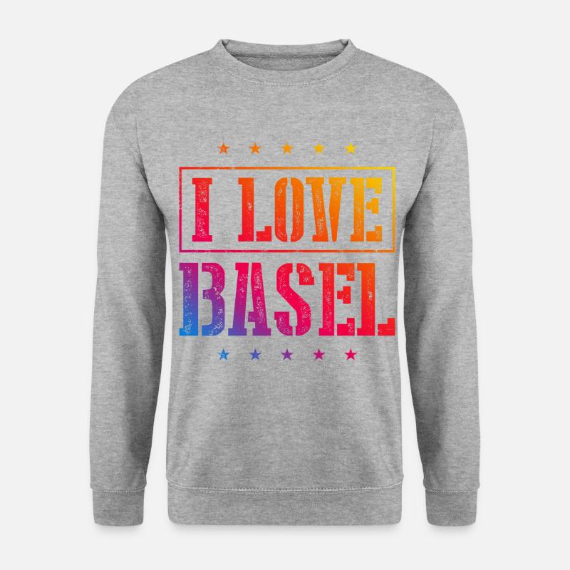 I Love Basel - Unisex Pullover - Weißgrau meliert