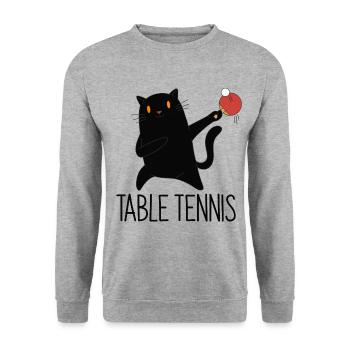 Table Tennis Katze Pingpong Black Cat Outfit - Unisex Sweatshirt - salt & pepper - Front - Alina (178cm) & Michal (187cm)