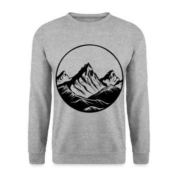 Berge Symbol Mountains - Unisex Pullover - Weißgrau meliert - Vorne - Alina (178cm) & Michal (187cm)