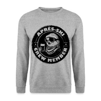 Faultier Apres Ski Team Spruch - Unisex Pullover - Weißgrau meliert - Vorne - Alina (178cm) & Michal (187cm)
