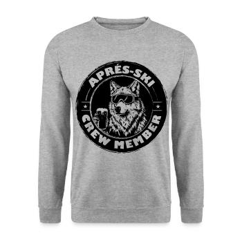 Wolf Après Ski Team Saying - Unisex Sweatshirt - salt & pepper - Front - Alina (178cm) & Michal (187cm)
