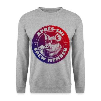 Cochon Après-Ski Cochon Équipe Dire Coloré - Sweat-shirt Unisexe - gris chiné - Devant - Alina (178cm) & Michal (187cm)