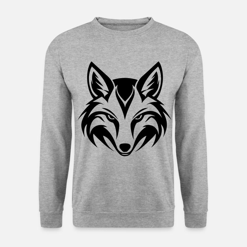 Fuchs Kopf - Unisex Pullover - Weißgrau meliert